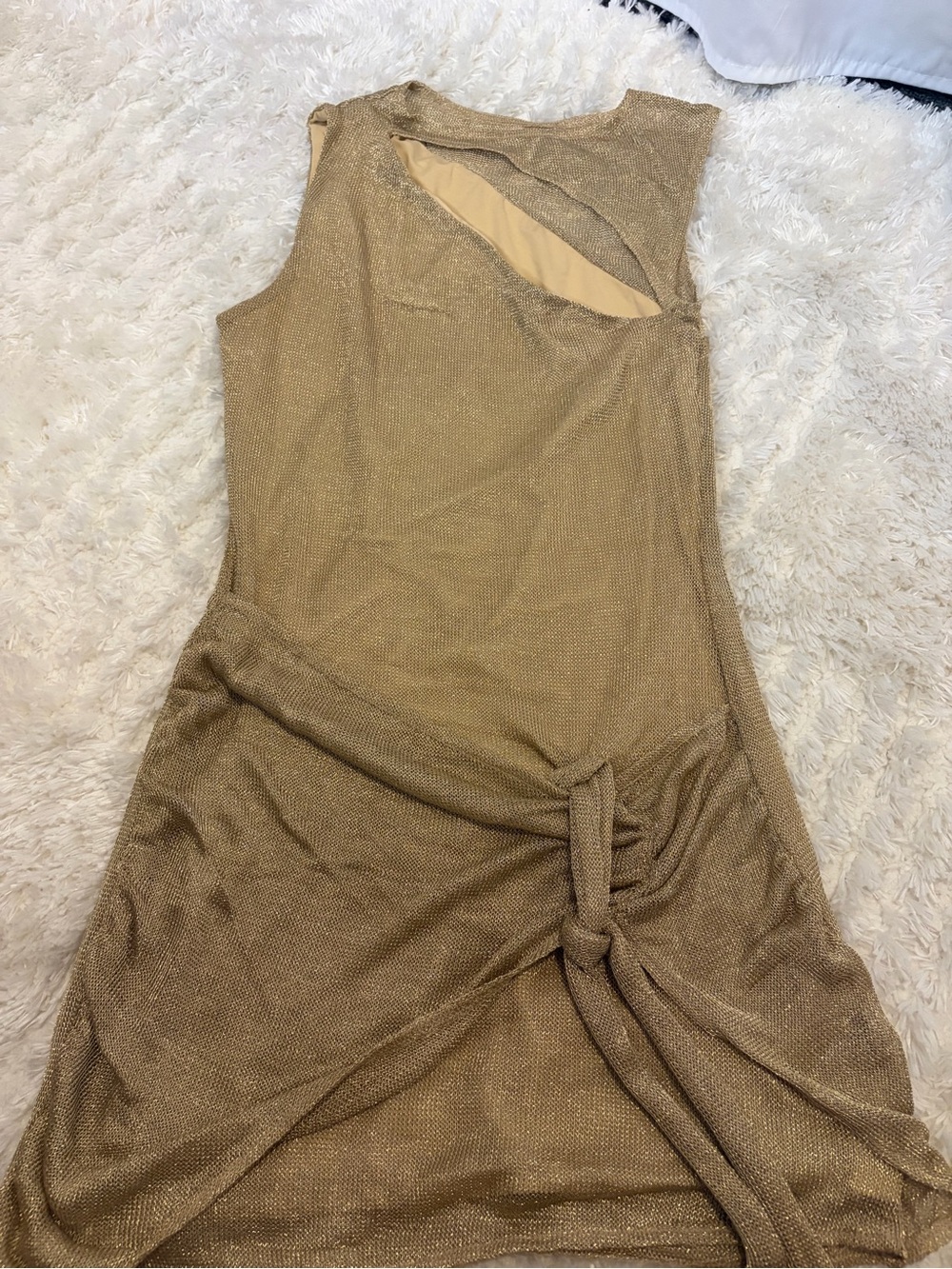 Tiger mist Gold Twist-Front Sleeveless Dress